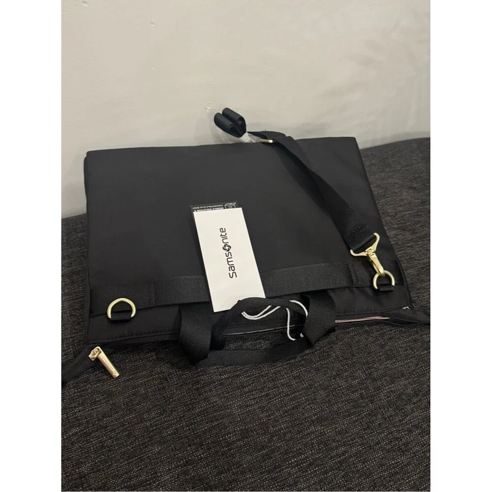 Samsonite Black Briefcase Gold MOBILE SOLUTION 2 CONVERTIBLE SLIM BRIEF, bag